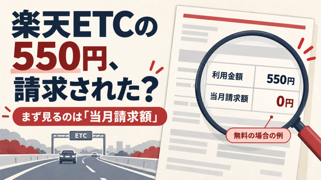 楽天ETCの年会費は利用金額だけでなく当月請求額を確認する