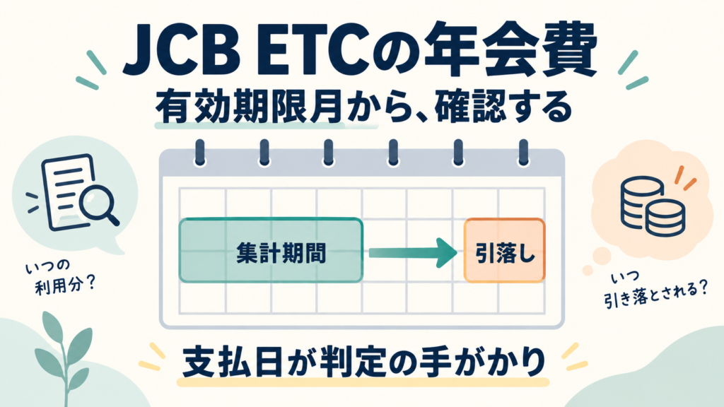 JCB ETCの集計期間は引落しより前にあり支払日を確認する図