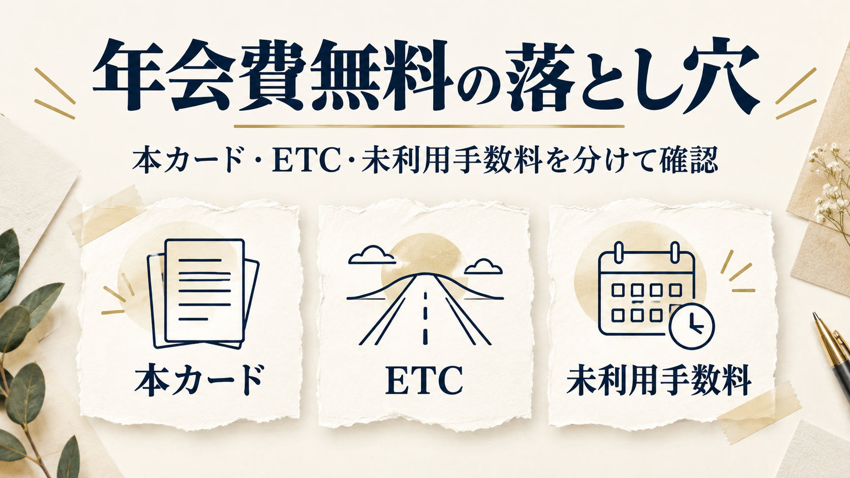 年会費無料カードは本カード・ETC・未利用手数料を分けて確認する
