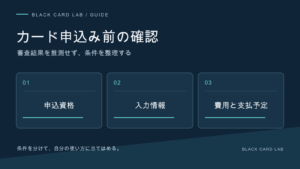 カード申込み前の確認。審査結果を推測せず、条件を整理する